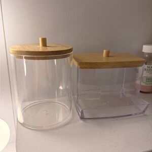 Clear Acrylic Storage Jars with Bamboo Lids - Set of 2